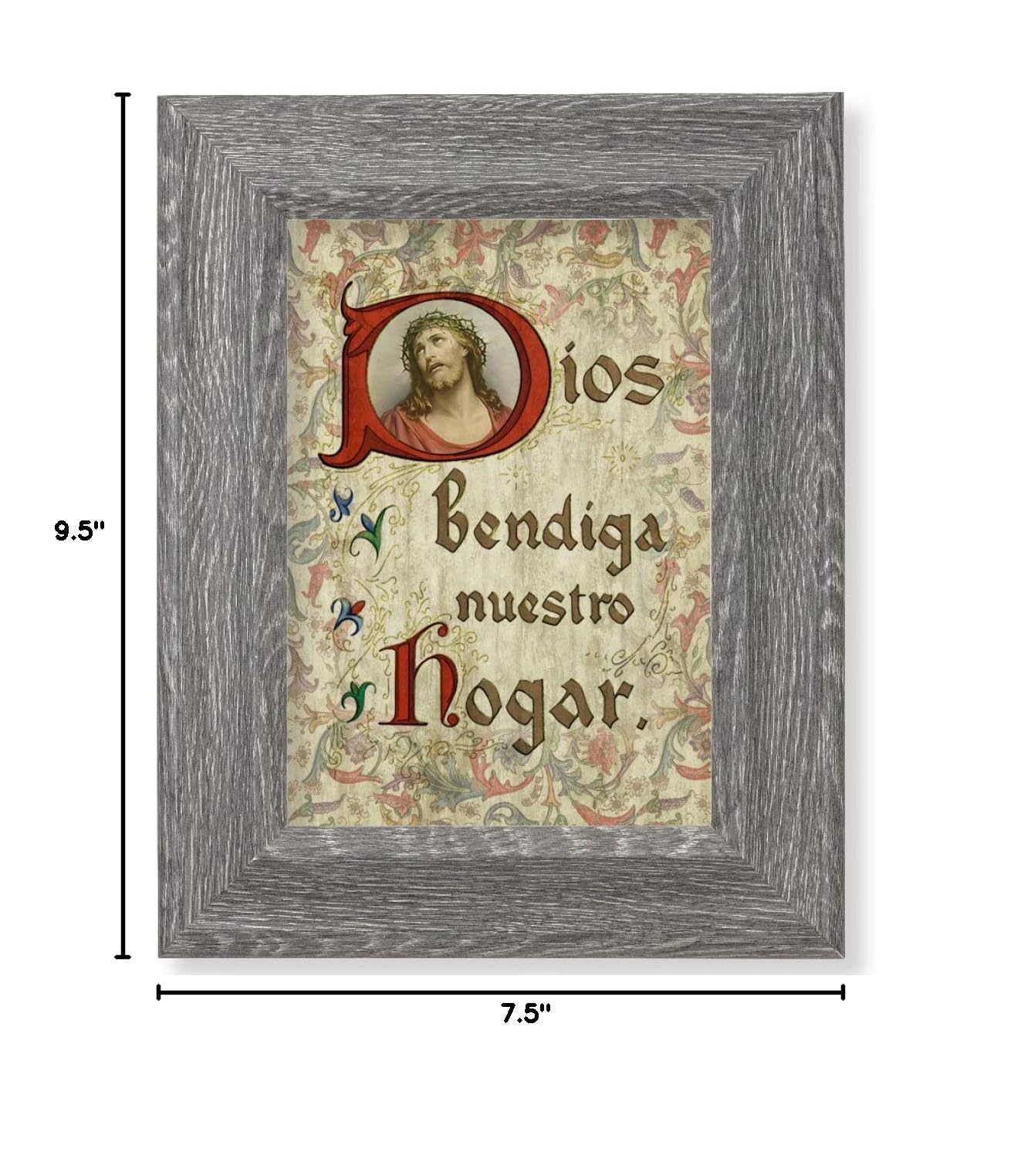 House Blessing Wall Art - Spanish Framed Picture Decor with Dark Gray Weathered Oak Finish - Perfect for Home, Office & Gift Giving