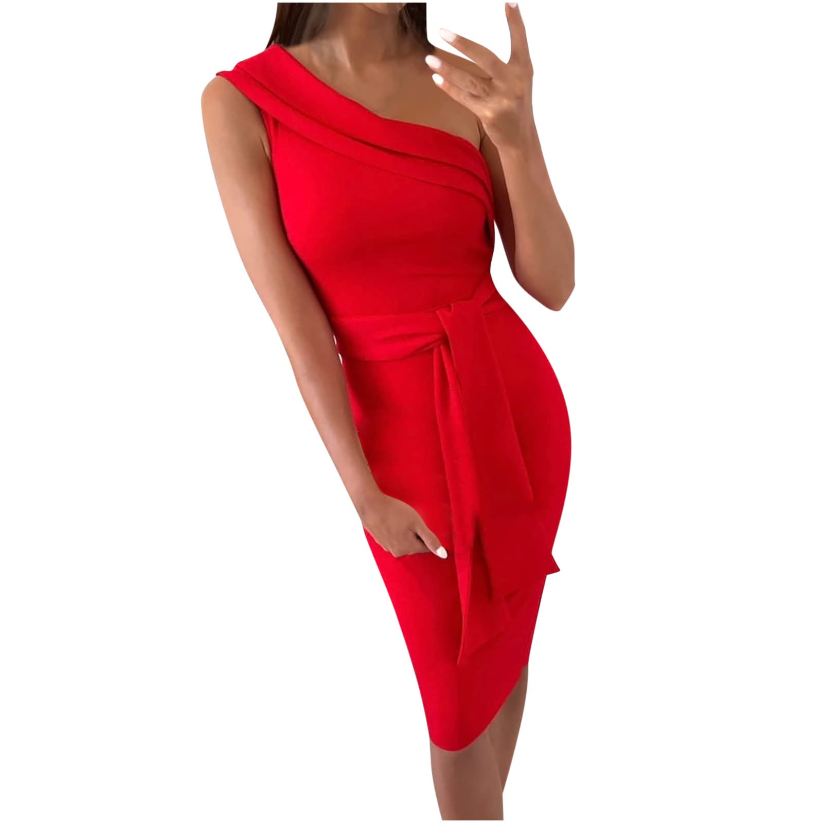 Women's Sexy Summer Sundress - One Shoulder Sleeveless Slim Fit Bandage Wrap Mini Dress with Floral Print & Ruffle Hem | Perfect for Beach Vacation, Pool Party & Casual Outings