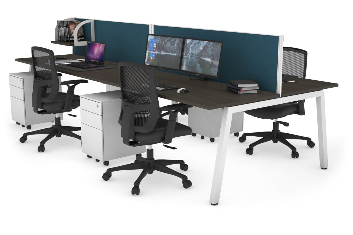 Quadro 4-Person Office Workstation Desk - 1200L x 700W Dimensions - Perfect for Team Collaboration, Open Office Spaces & Coworking Environments