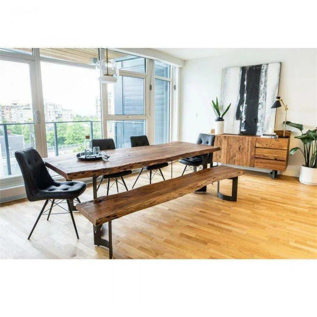 108 Inch Live Edge Dining Bench - Solid Wood Rustic Industrial Style Bench for Kitchen, Dining Room, or Bar - Perfect for Farmhouse, Modern, and Industrial Decor