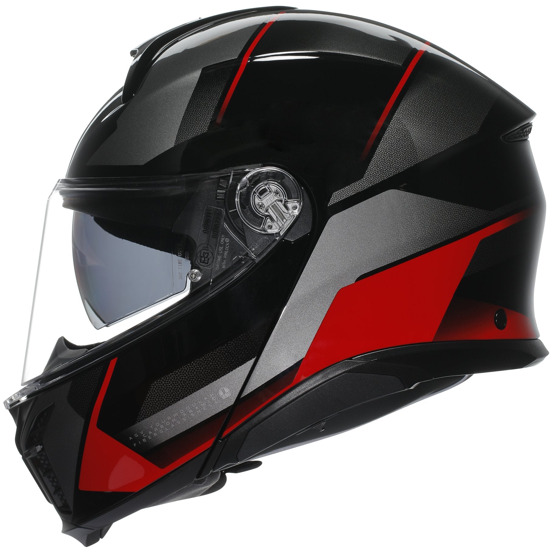 AGV Tourmodular Perception Helmet - Black/Red Motorcycle Full Face Helmet for Men & Women - Perfect for Touring, Commuting & Adventure Riding