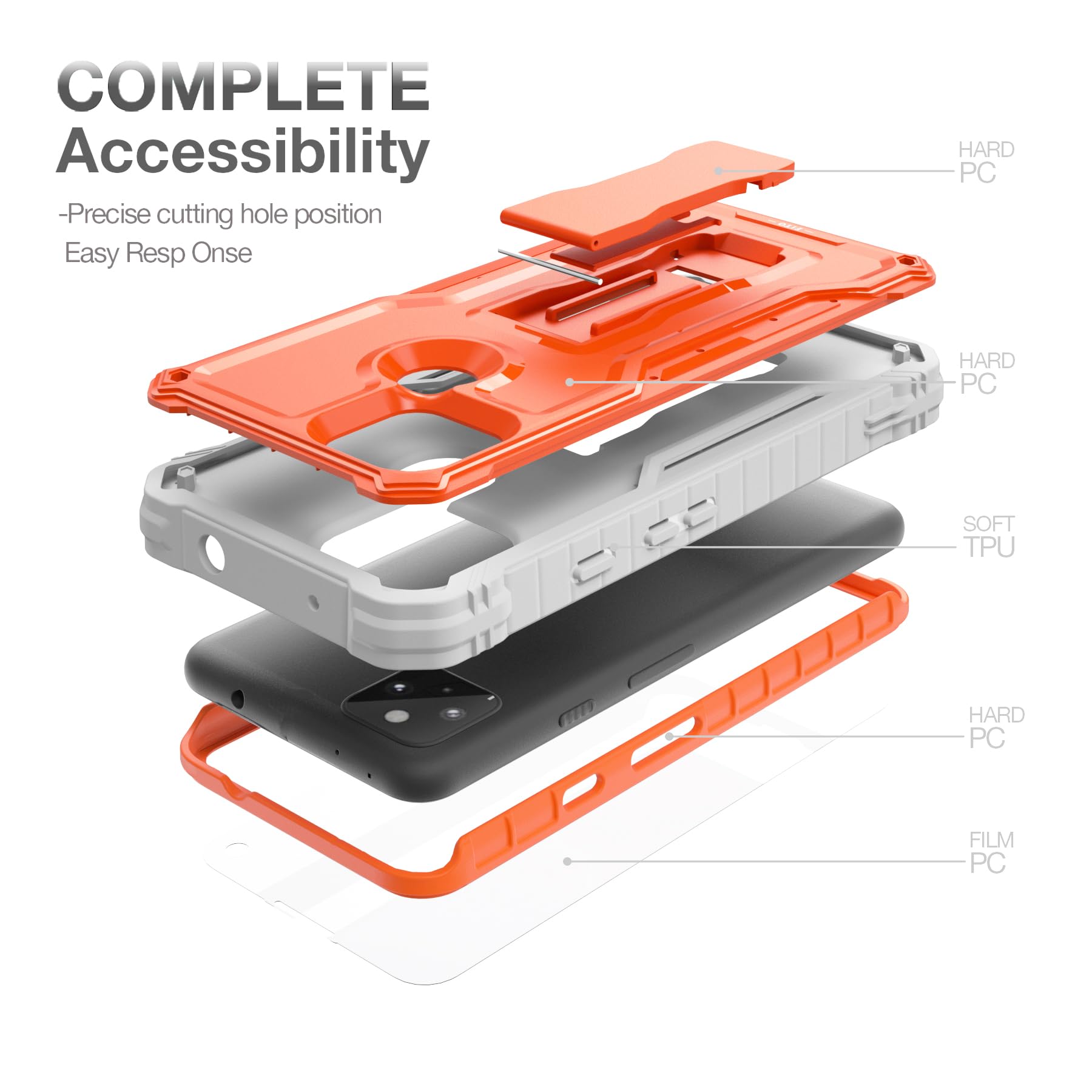FITO Google Pixel 5A Case - Shockproof Dual Layer with Kickstand & Screen Protector for Outdoor Protection