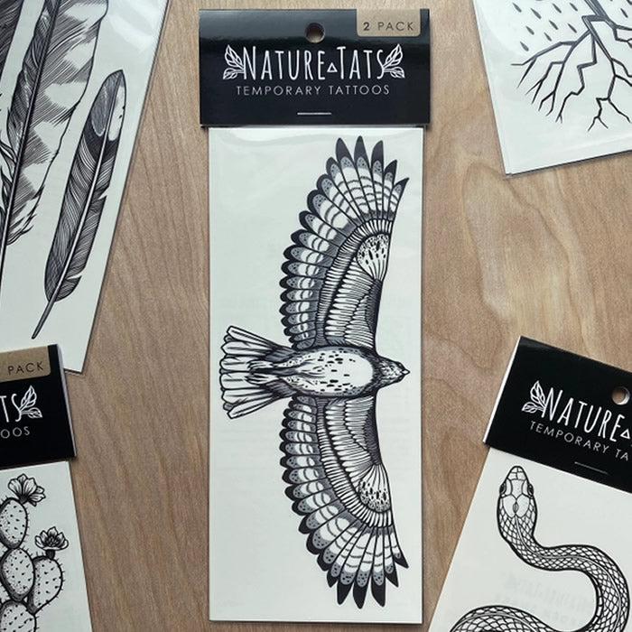 Hawk Temporary Tattoos for Adults & Kids - Waterproof Fake Tattoos for Parties, Halloween & Cosplay - Realistic Hawk Bird Design Body Art Stickers (Set of 5)