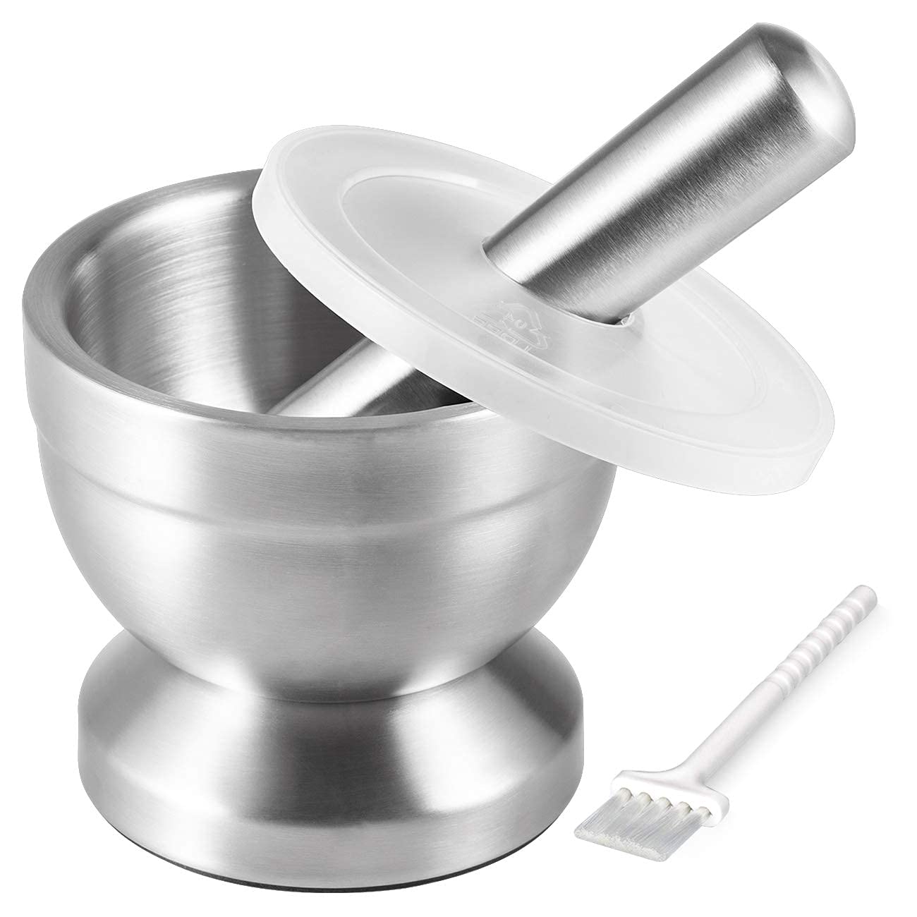 Premium Tera 18/8 Stainless Steel Mortar and Pestle Set with Brush - Pill Crusher, Spice Grinder, Herb Bowl for Pesto & Powder - Perfect for Kitchen, Pharmacy & Herbal Medicine Preparation