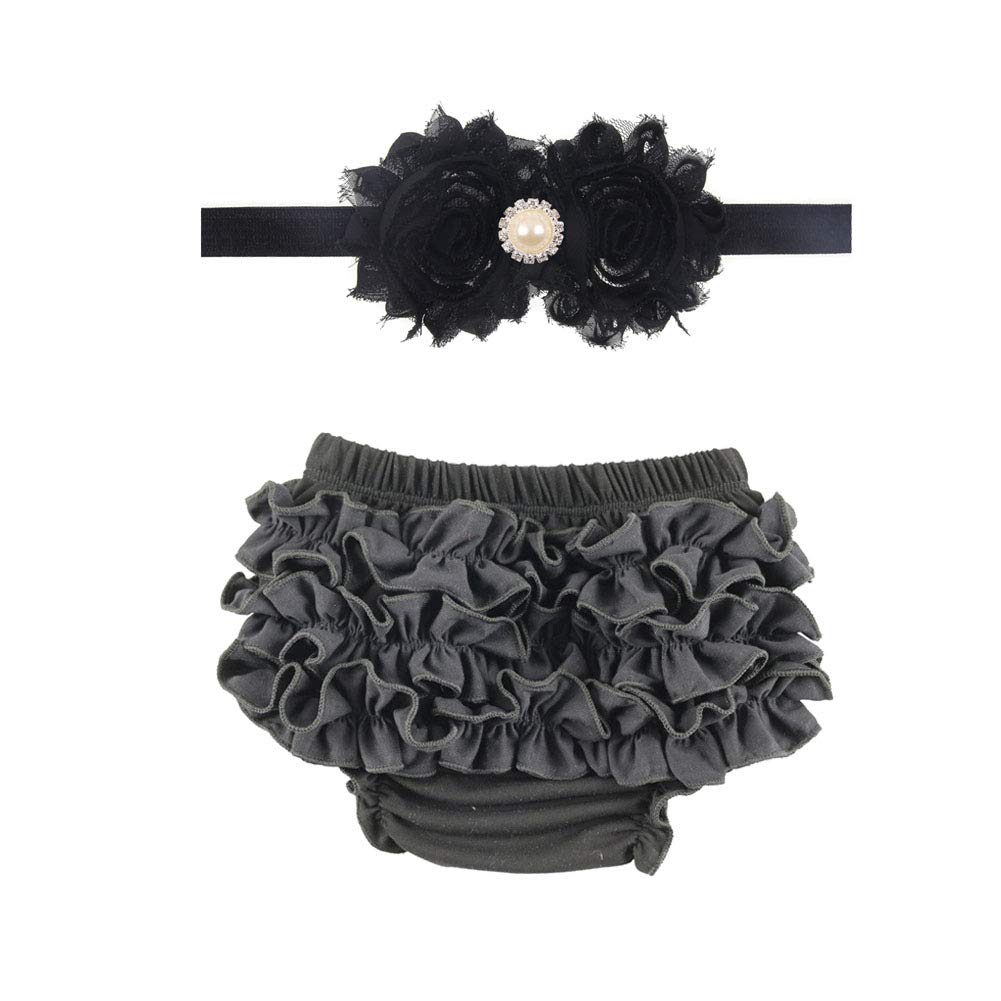 DCUTERQ Baby Girls Cotton Shorts with Ruffles - Soft Bloomers & Headband Set for Diaper Cover | Perfect for Playtime, Outfits & Photo Shoots