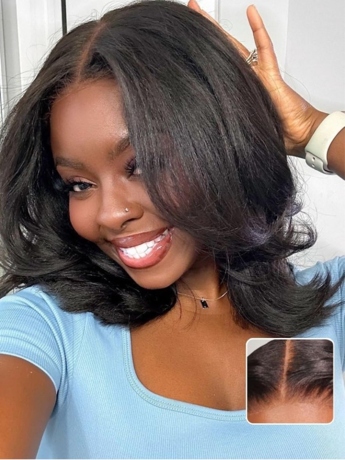 Nadula Pre Everything Glueless Yaki Straight Bob Wig 13x4 HD Lace Front Human Hair Wig - Bleached Knots, 150% Density, 10 Inch Short Bob with Ear Tape | Perfect for Daily Wear, Cosplay, and Protective Hairstyles