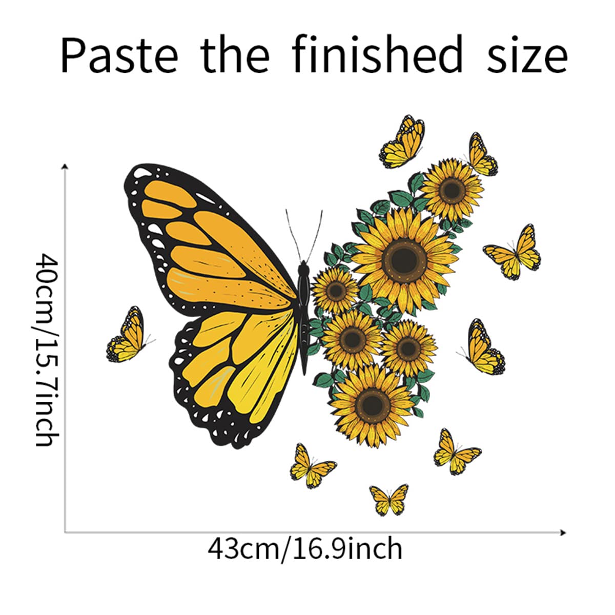 Butterfly and Sunflower Wall Decals - Removable Vinyl Wall Stickers for Home, Office, Living Room, Bedroom & Party Decor - Perfect for Nursery, Kids Room & Wedding Decorations