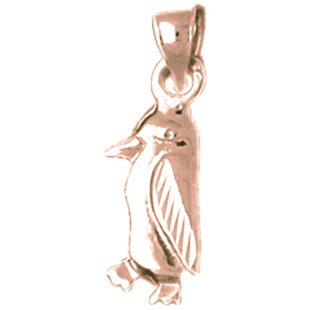 14K Solid Rose Gold Penguin Pendant Necklace - 20mm Elegant Jewelry Gift for Women, Perfect for Christmas, Birthday & Anniversary Gifts