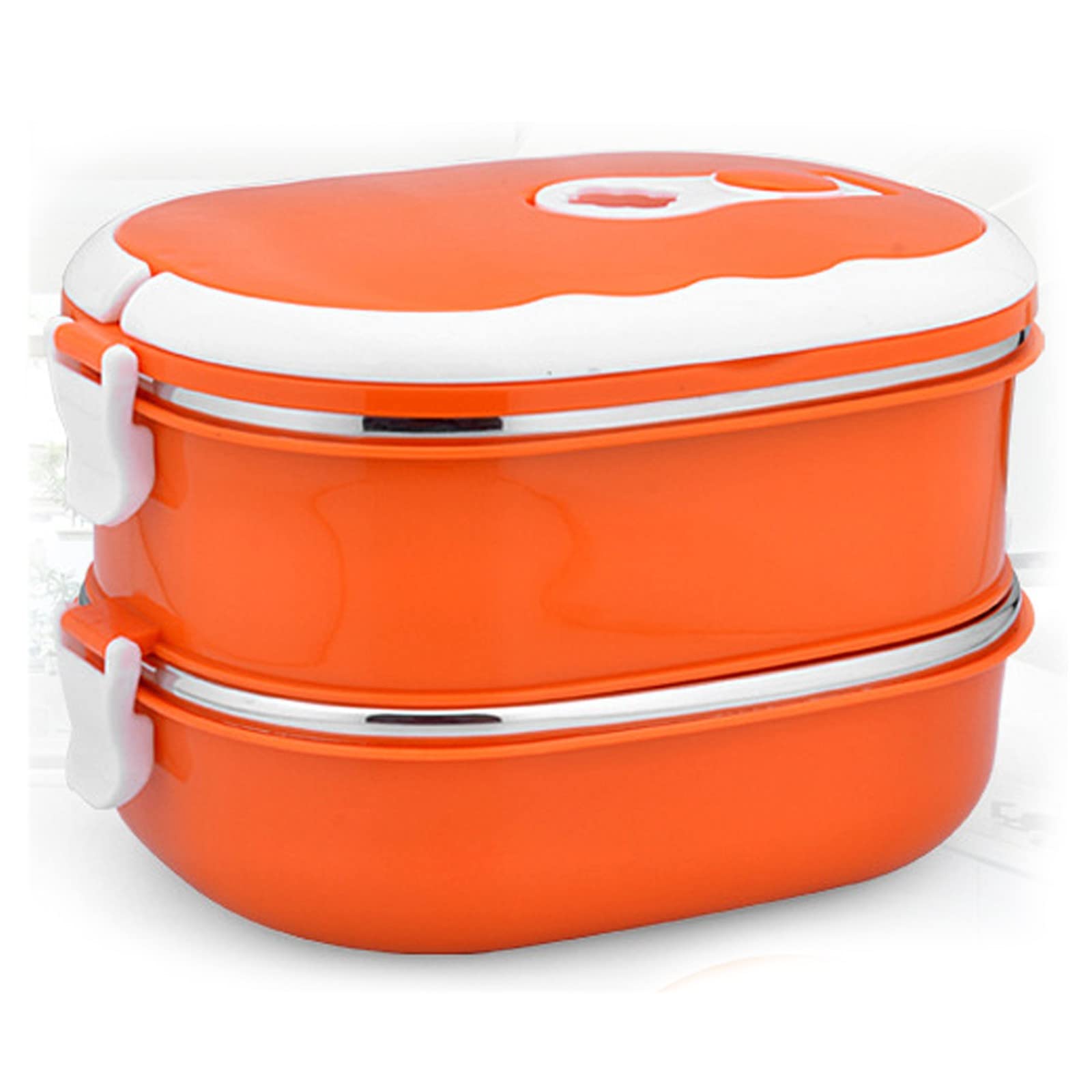 Insulated Stainless Steel Lunch Box - Rectangular Food Storage Container for Kids & Adults | Leak-Proof & Airtight | Perfect for School, Office, Picnics & Tight Kitchen Spaces (Orange, One Size)