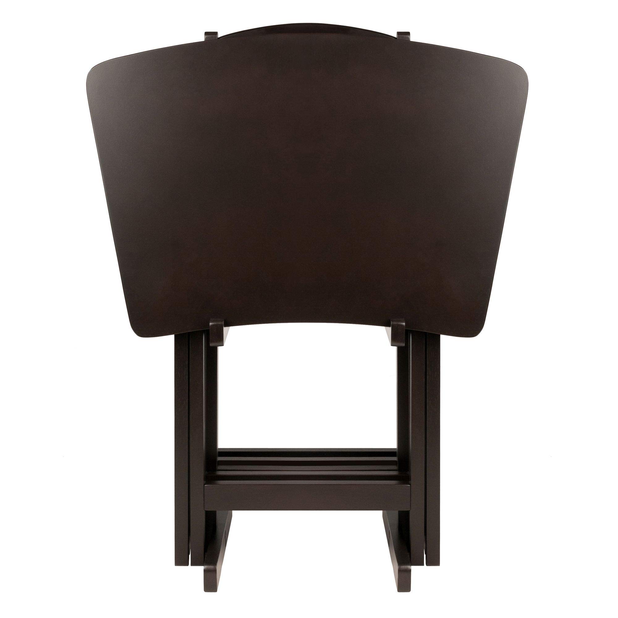 5-Piece Coffee Brown Contemporary Fan-Shaped Snack Table Set - 29.75 Inch Height - Perfect for Living Room, Patio, or Small Space Decor - Modern Side Tables for Coffee, Drinks, and Snacks