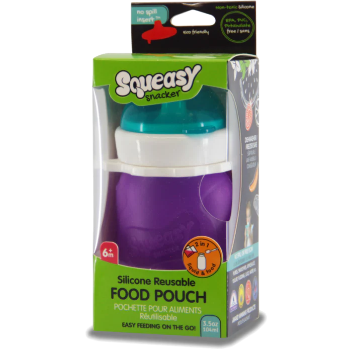 Silicon Squeasy Snacker Yogurt & Drink Pouch 3.5oz (104ml) - Reusable Food Storage for Kids, Perfect for Snacks, Smoothies, and On-the-Go Meals