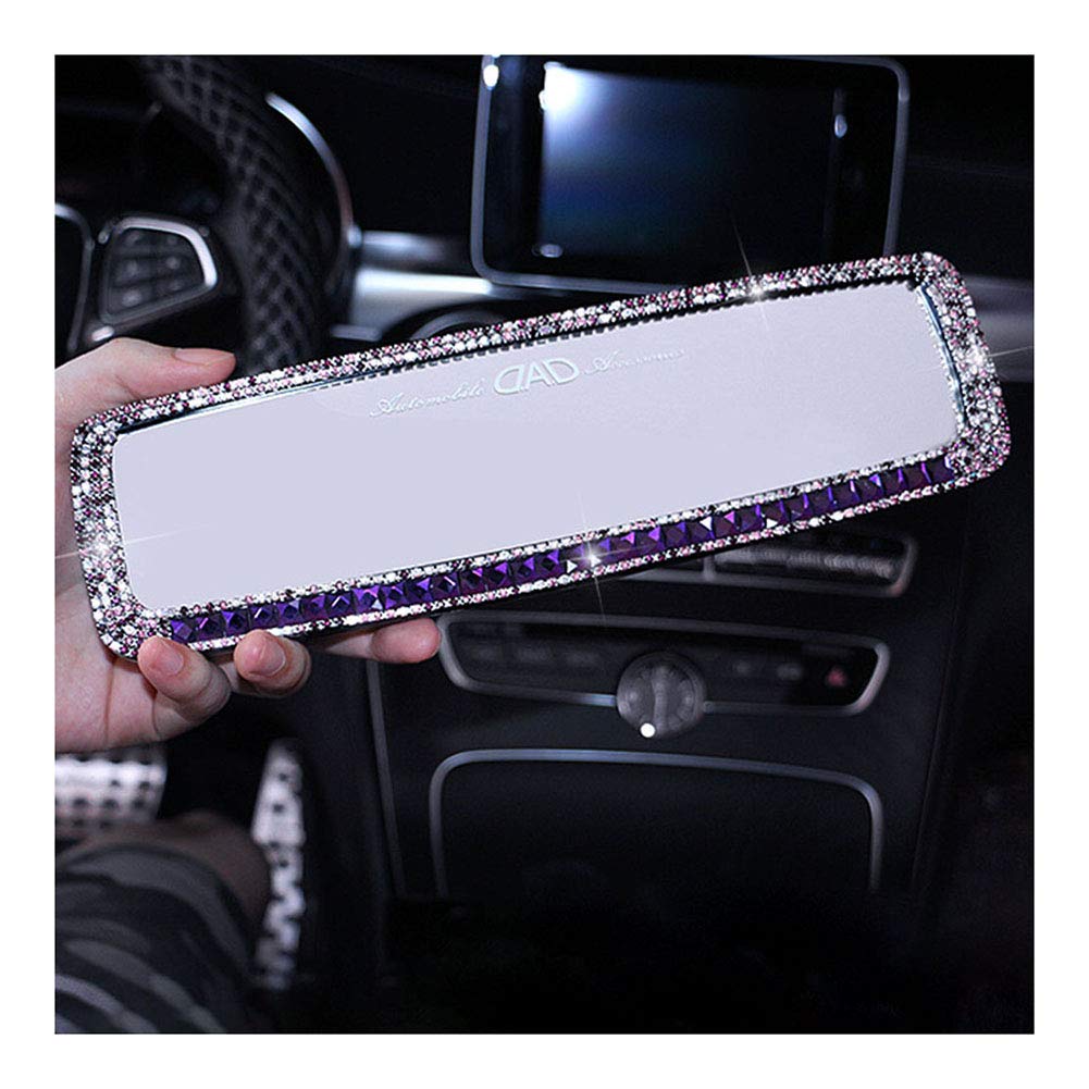 Sparkling Rhinestone Car Rearview Mirror Charm - Purple Crystal Auto Accessory for Women | Perfect Gift for Birthday, Graduation & Car Decor