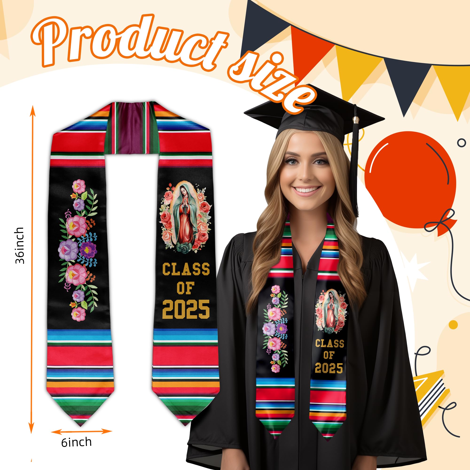 Class of 2025 Mexican Graduation Stole - 72 Inch Authentic Mexican Graduation Sash for High School & College Graduation Ceremony - Perfect Graduation Gift for Hispanic Heritage Celebration
