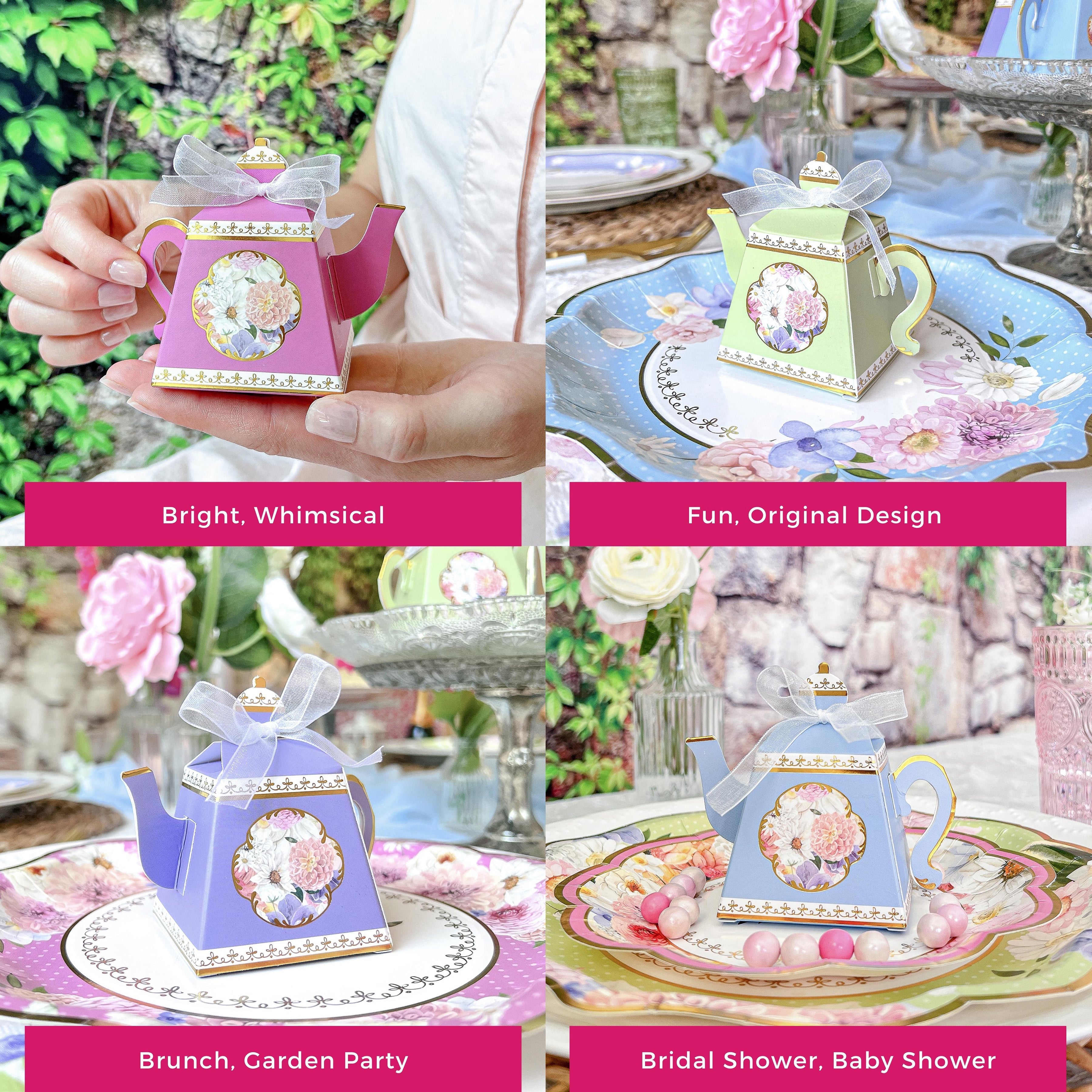 24-Piece Assorted Tea Party Favor Box Set | Elegant Tea Time Gift Boxes for Bridal Showers, Baby Showers & Birthday Parties