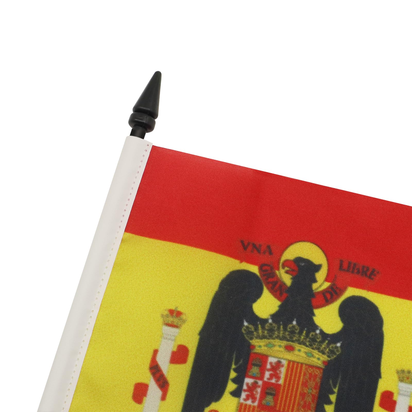 Francoist Spain 1945-1977 Miniature Desk Flag 5''x8'' (21x14cm) with Black Plastic Base - Historical Spanish Table Flag for Collectors, Office Decor & Political Memorabilia Display