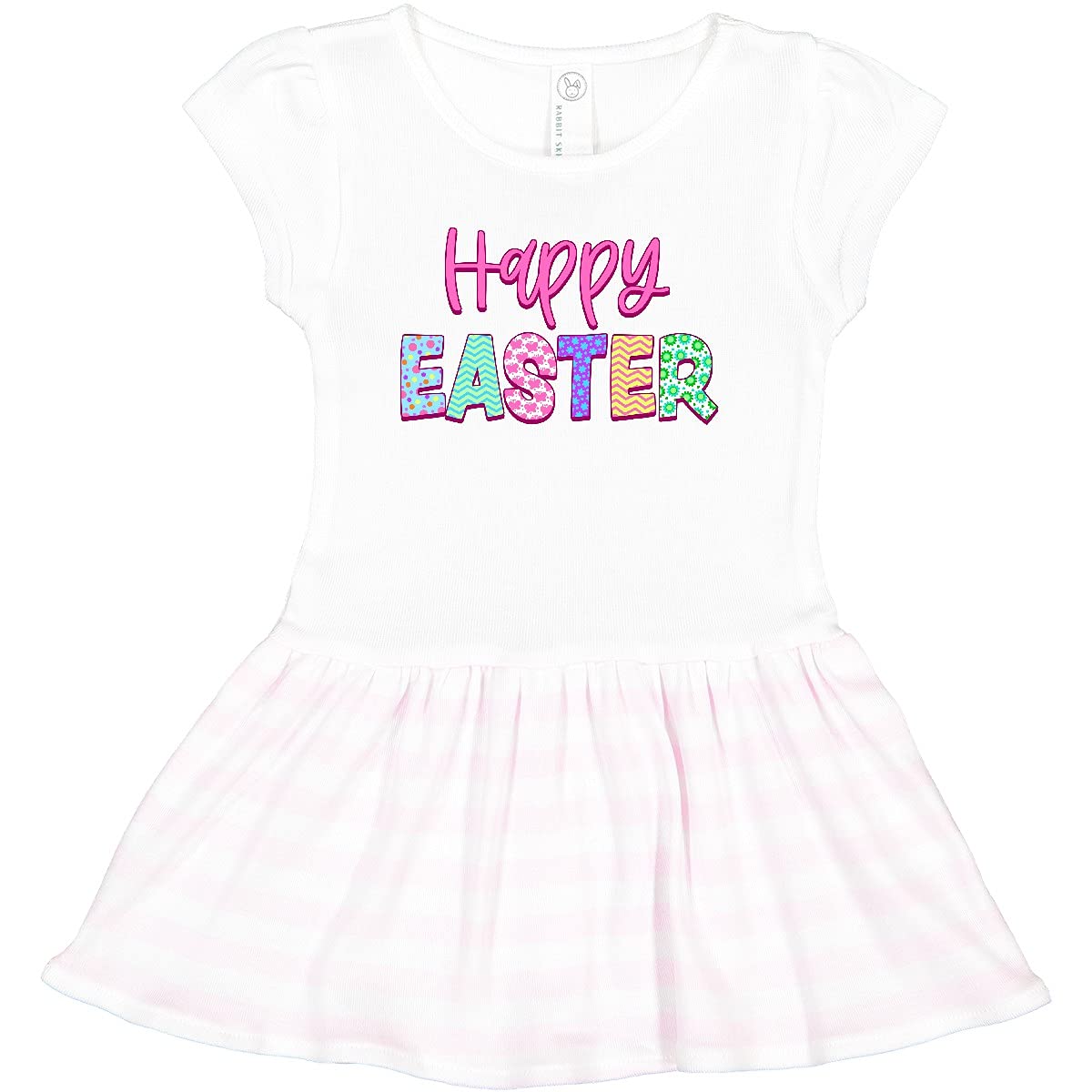 Inktastic Happy Easter Pastel Colored Patterns Toddler Dress - Cute Spring Outfit for Girls, Easter Egg Hunt, Church & Family Photos | Soft Cotton Baby Dress for Holiday Celebrations