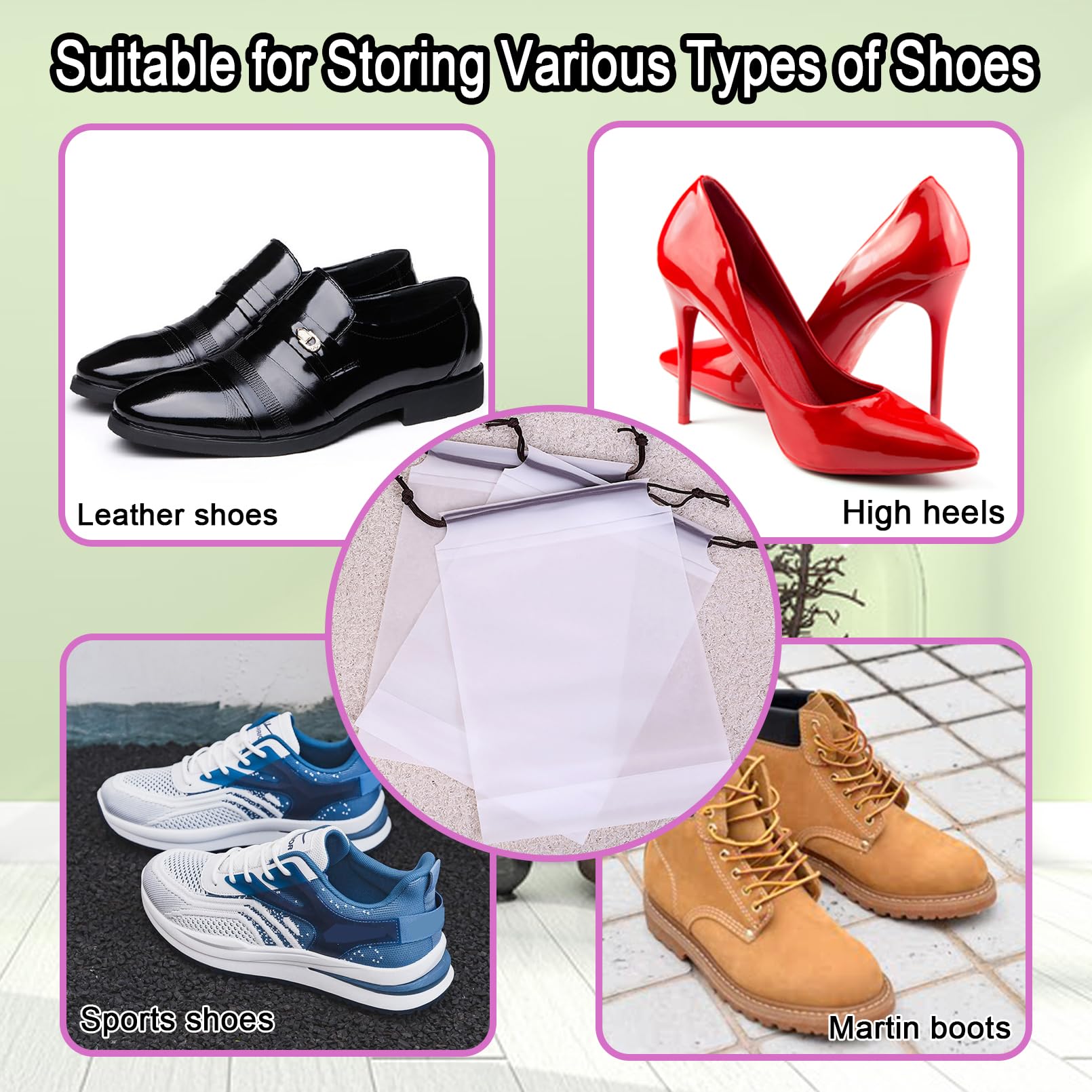50 Pack Clear Shoe Storage Bags for Travel - Large Waterproof Drawstring Dustproof Shoe Organizers with Rope for Men & Women - Perfect for Packing, Gym, Air Travel & Shoe Protection