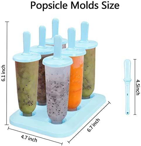 Zollyss Round Shaped Popsicle Molds Set - 6 Pack BPA Free Ice Pop Maker for Kids & Adults | Perfect for Summer Treats, Birthday Parties & Family Fun