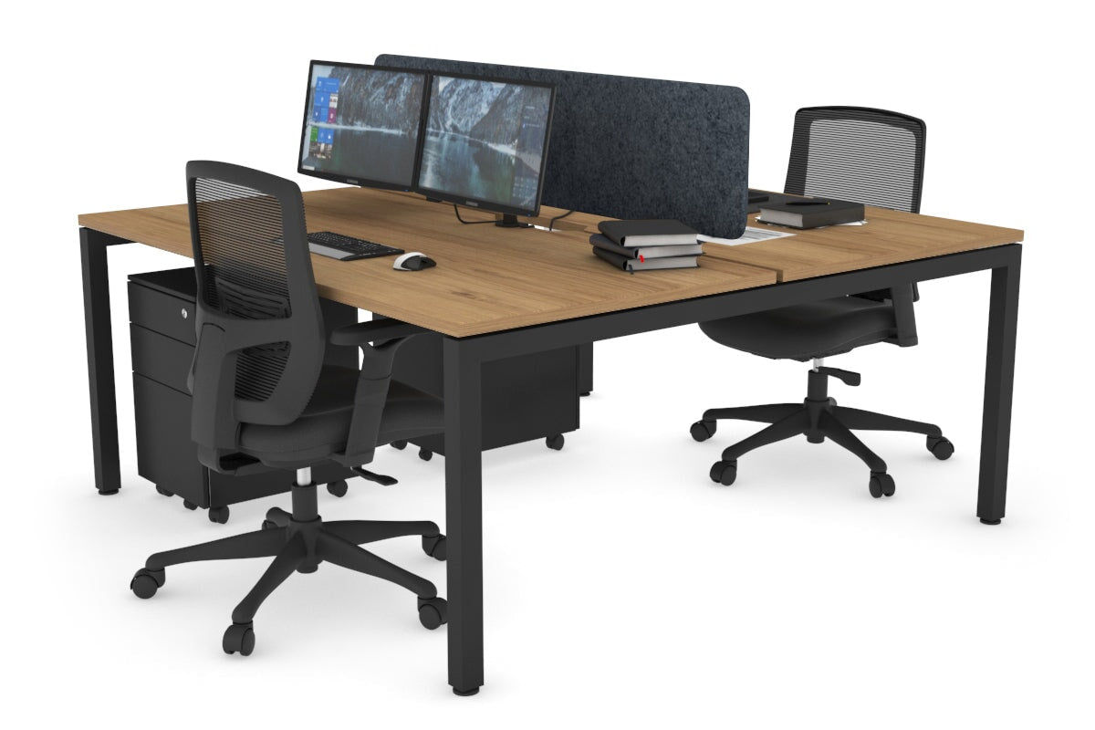 Quadro Square Legs 2 Person Office Workstation Desk - 1400L x 800W with Cable Management Scallop - Perfect for Shared Workspaces & Home Offices