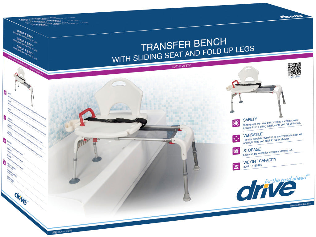 Foldable Universal Sliding Transfer Bench for Shower & Bathroom - Adjustable Height, Non-Slip Seat for Elderly & Disabled Safety - Ideal for Home Care & Mobility Assistance