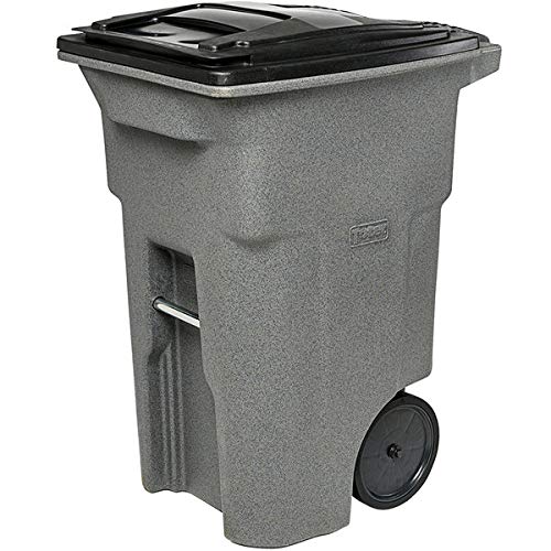 255 Qt (64 Gallon / 240L) Graystone Heavy-Duty Wheeled Trash Can with Lid - Rotational Molded Rectangular Garbage Bin for Kitchen, Office, Recycling & Waste | Touchless Design for Convenient Use in Homes, Restaurants & Commercial Spaces