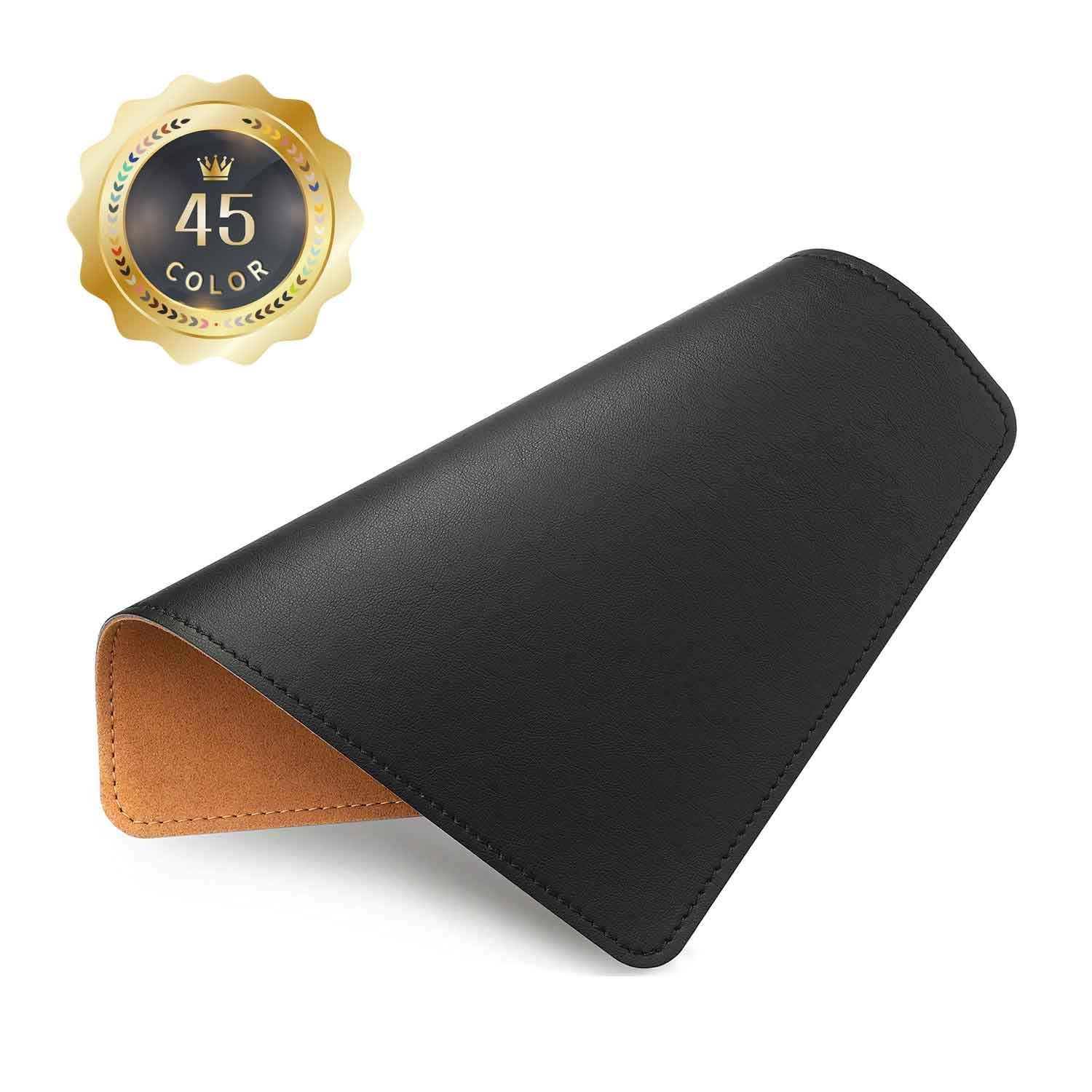 Premium PU Leather Mouse Pad with Stitched Edge & Non-Slip Microfiber Base - Waterproof Desk Mat for Computer, Laptop, Gaming (8x11 Inch, Black) - Perfect for Office, Home & Gaming Setup