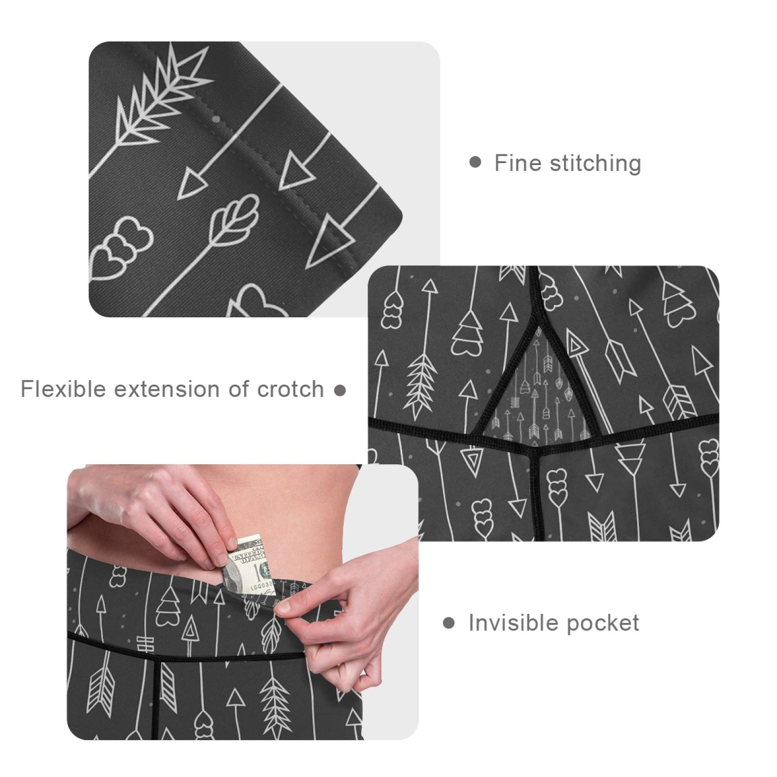 Hand Drawn Ethnic Yoga Pants - High Waist Tummy Control Leggings with Pockets for Workout & Running