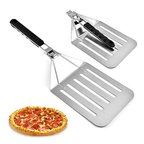 Premium Stainless Steel Pizza Peel with Folding Handle - 16 Inch Pizza Paddle for Baking, Serving & Transferring Homemade Pizza, Bread, Cake & Pie | Durable Cake Lifter & Bread Tray | Space-Saving Design for Easy Kitchen Storage | Perfect for Home Baking, Outdoor BBQ & Restaurant Use