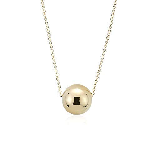 14K Solid Gold Simple Ball Bead Necklace - Dainty Gold Sphere Pendant with Fine Belcher Chain | Minimalist Everyday Jewelry for Women | Perfect for Office, Date Night & Gifting