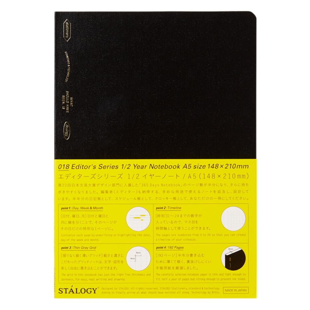 STALOGY Editor's Series 1/2 Year Planner Notebook - 184 Pages Dot Grid Journal for Daily Planning, Bullet Journaling & Note Taking | Perfect for Students, Professionals & Creative Writing