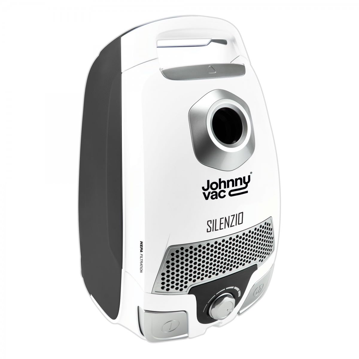 Johnny Vac Canister Vacuum Silenzio - Ultra Quiet HEPA Filtration System with Wessel-Werk Turbo Nozzle & Telescopic Handle - Complete Cleaning Kit for Hardwood Floors, Carpets & Pet Hair Removal