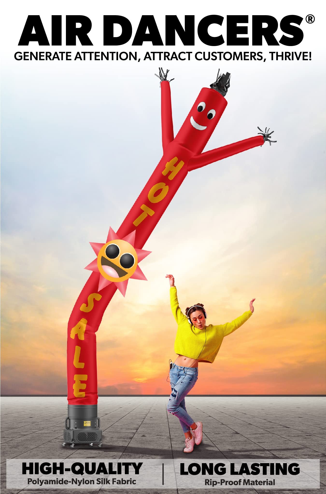 16-Ft Inflatable Tube Man Air Dancer - No Blower Included | Outdoor Advertising, Car Dealerships, Grand Openings & Events | High-Visibility Promotional Tool