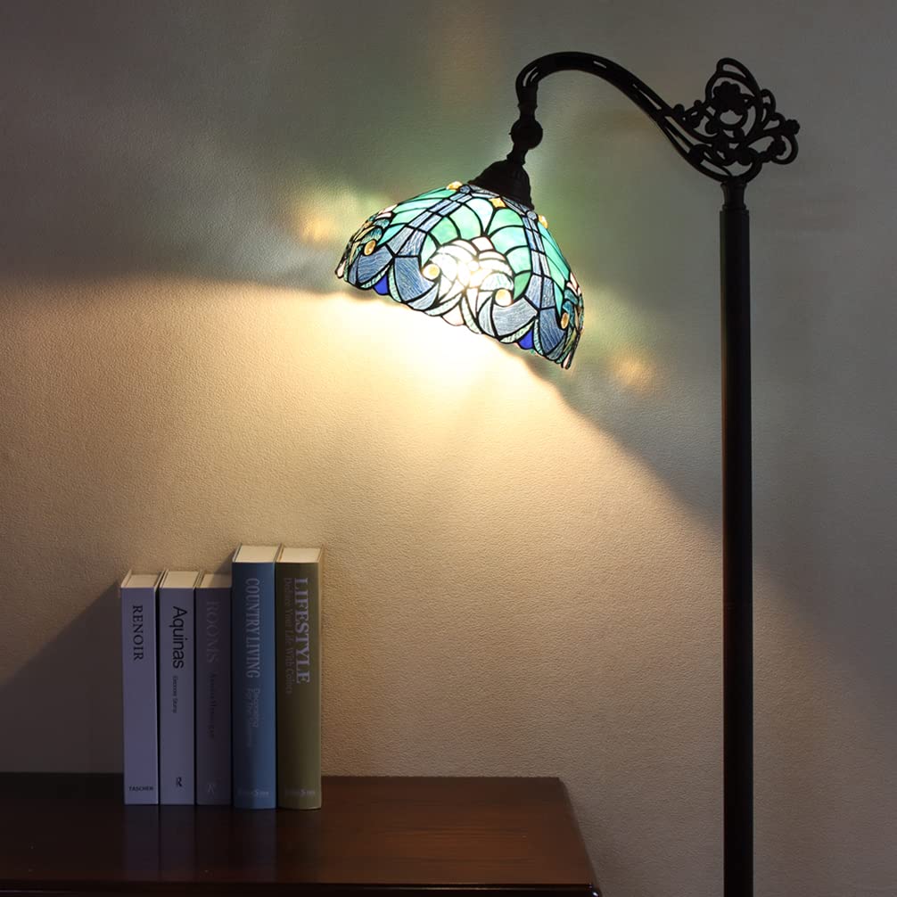 Tiffany Style Stained Glass Table Lamp & Floor Lamp Set of 2 - Elegant Reading Light for Living Room, Bedroom, Office - Perfect for Home Decor, Study Nook & Cozy Reading Corner
