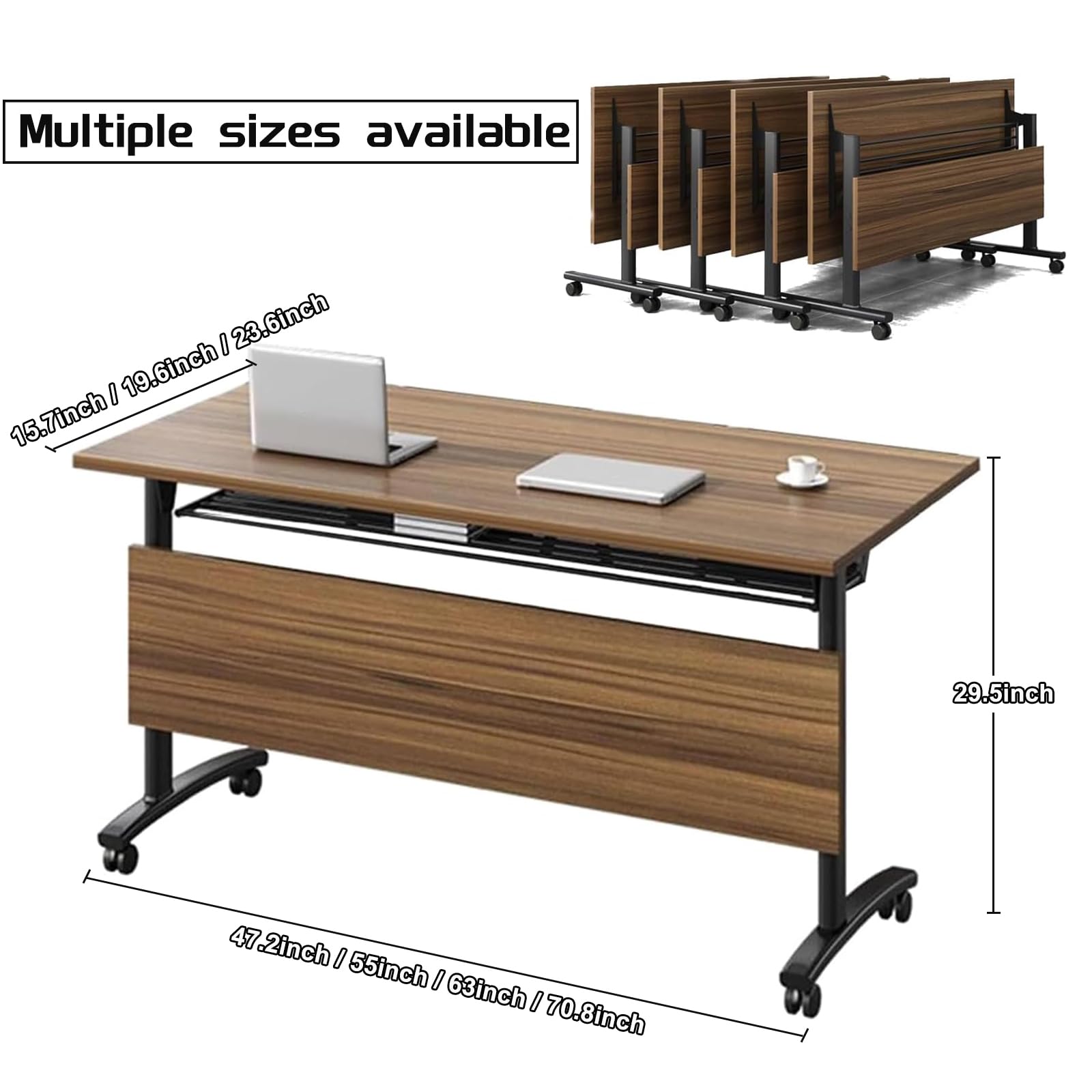 4-Pack Modern Folding Conference Tables with Wheels - 63