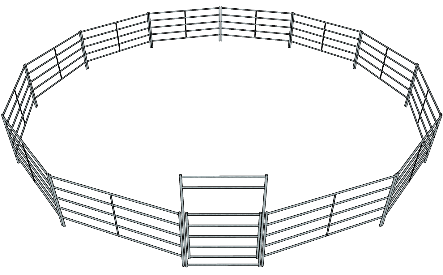 40FT Heavy Duty Galvanized Steel Round Horse Pen with 5 Rails - Ideal for Horse Training, Riding Arenas, and Livestock Enclosures