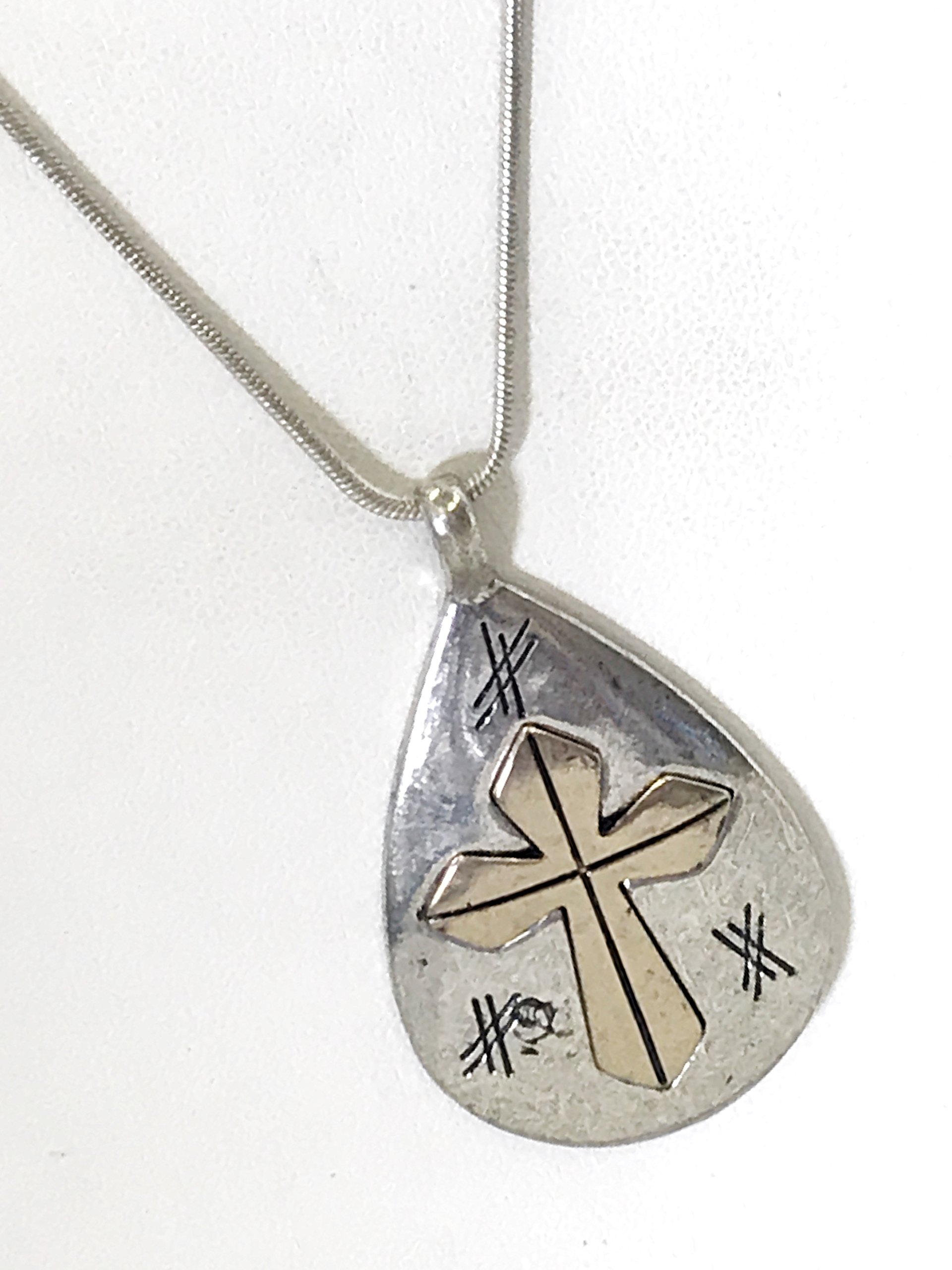 Southwestern Teardrop Cross Pendant Necklace - Christian Gift for Her