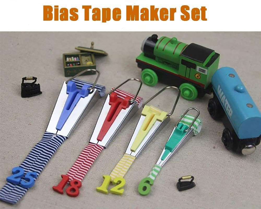 YICBOR 4-Piece Bias Tape Maker Set (6mm, 12mm, 18mm, 25mm) - Fabric Binding Tool for Sewing, Quilting & DIY Crafts - Perfect for Making Bias Strips, Garment Trims and Home Decor Projects