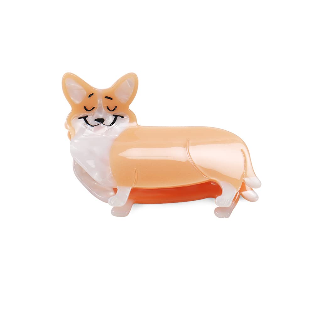 Cute Corgi Dog Hair Clips for Women & Girls - Small Acetate Claw Clips for Fine Hair - Perfect for School, Work, Parties & Everyday Styling