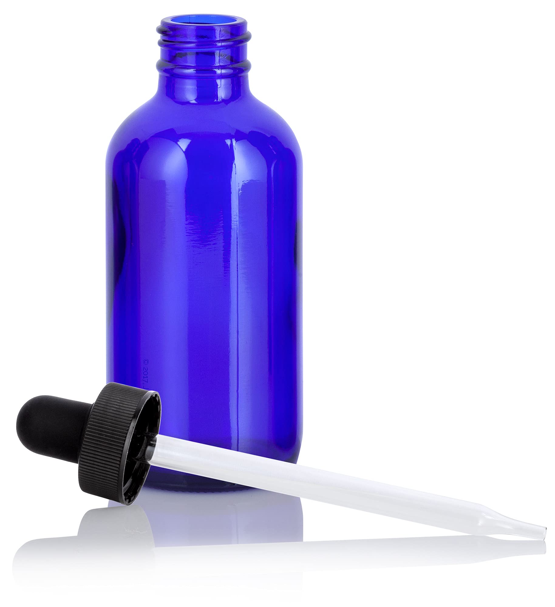 JUVITUS 4 oz (120 ml) Cobalt Blue Glass Boston Round Bottles with Black Dropper Caps - 6 Pack with Free Funnel - Essential Oil, DIY Beauty & Herbal Tincture Storage Solution