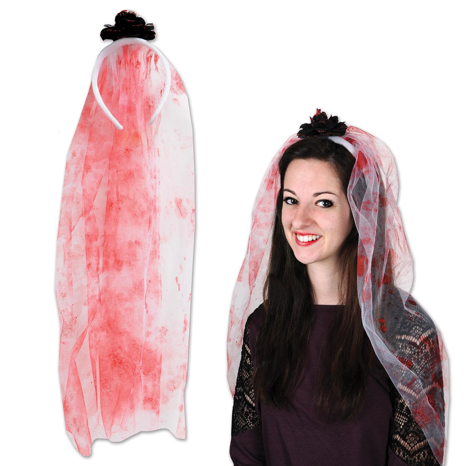 12 Pack Beistle Halloween Bloody Veil Headbands - Scary Costume Accessories for Halloween Party, Haunted House & Cosplay
