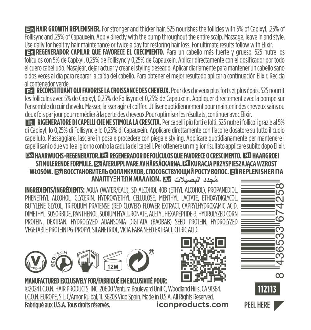 5.25 Hair Growth Replenisher Serum - 3.4 fl oz | Natural Hair Loss Treatment for Men & Women | Promotes Thicker, Longer Hair | Perfect for Daily Use & Scalp Care