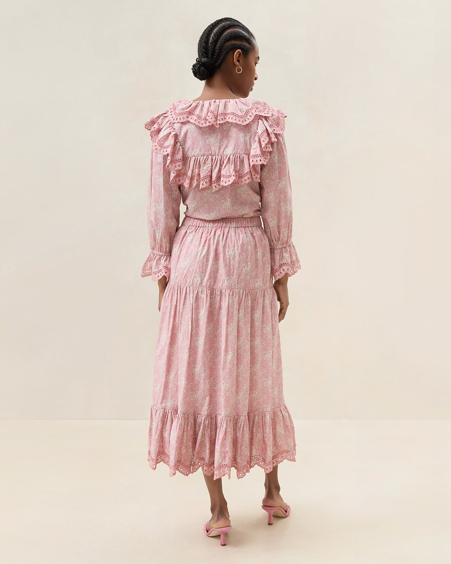 Elegant Viola Broderie Trim Midi Skirt for Women - Floral Embroidered A-Line Summer Skirt | Perfect for Boho Chic, Beach Vacations & Casual Outings