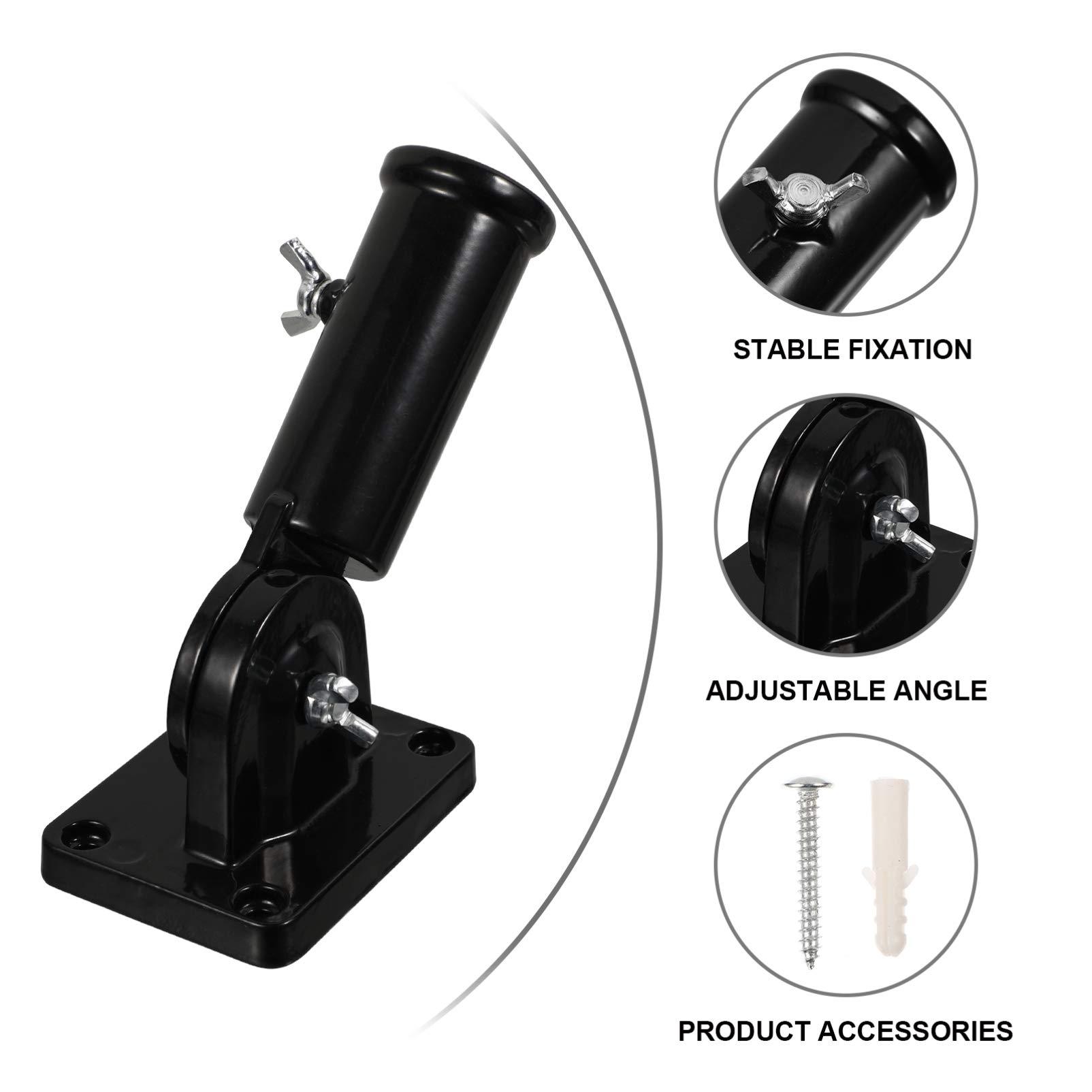 DOITOOL Heavy Duty Aluminum Flag Pole Holder - Adjustable Metal Bracket for 45 & 90 Degree Display - Indoor/Outdoor Use with Hardware Included - Perfect for Home, Garden, Patio, and Commercial Flag Displays