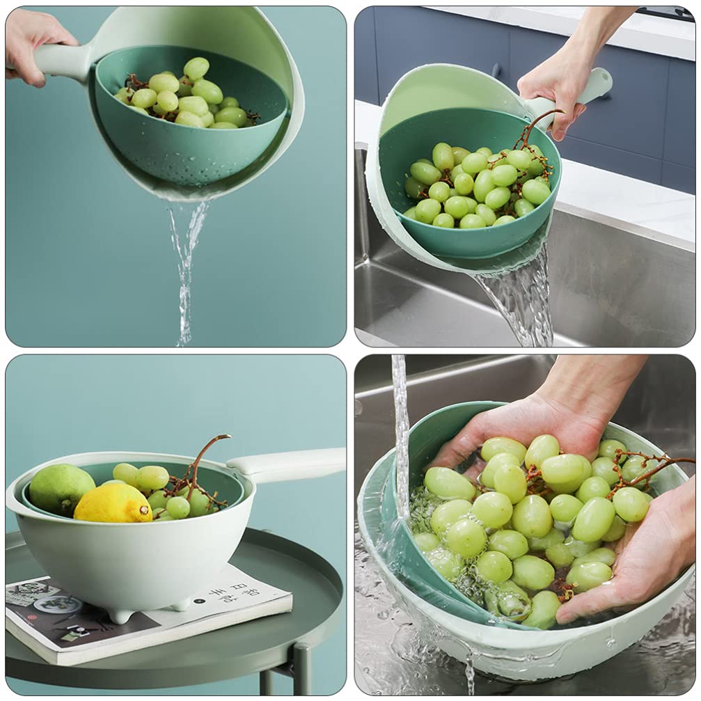 Stainless Steel Fruit and Vegetable Drain Basket with Handle - Kitchen Colander for Washing, Drying, and Storing Produce - Perfect for Salad Prep, Dish Draining & Countertop Organization