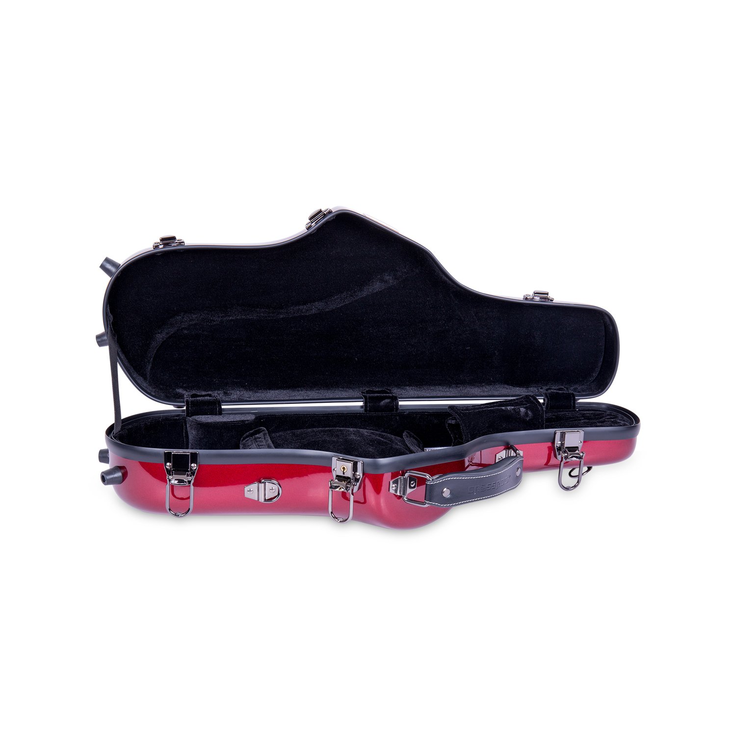 Premium Crossrock Alto Saxophone Case - Durable Fiberglass Hardshell with Adjustable Backpack Straps (Red) - Perfect for School Bands, Travel & Professional Musicians