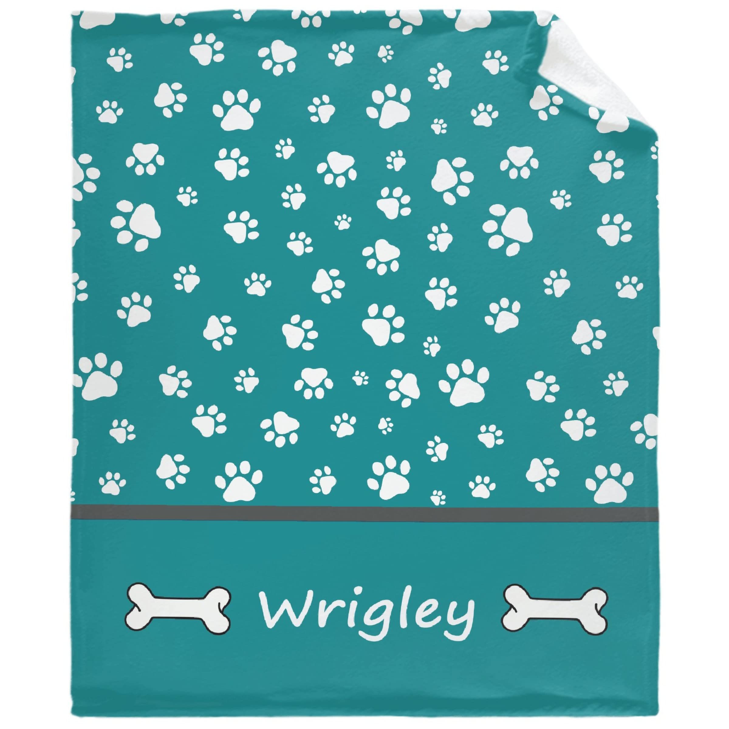 **Custom Photo Throw Blanket with Dog Paws & Name - 60