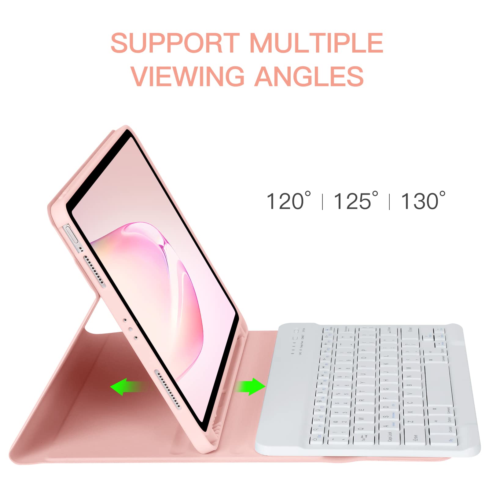 BQSS iPad Air 11 Inch (M2) 2024 Keyboard Case - Wireless Bluetooth Keyboard Cover Compatible with iPad Air 10.9 Inch 5th/4th Gen 2022 & iPad Air 4th 2020 & iPad Pro 1st Gen | Detachable Backlit Keyboard with Apple Pencil Holder (Pink) - Perfect for Work, Study & Travel