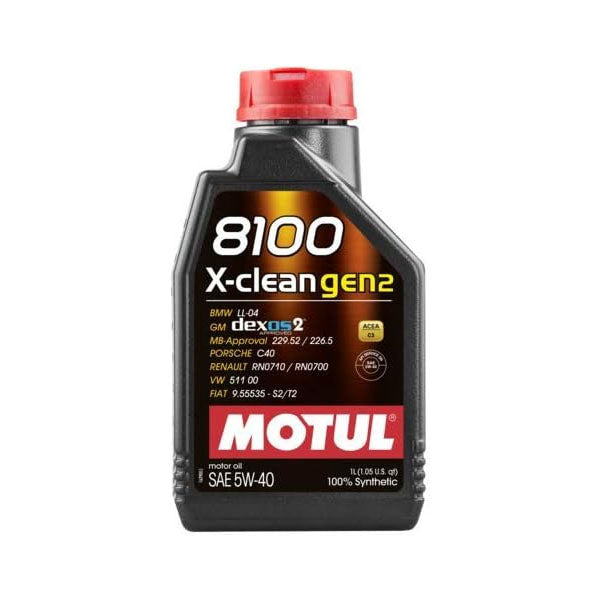 Motul 8100 X Clean Gen2 5W40 Full Synthetic Motor Oil - 1 Liter Bottle for High-Performance Cars, Trucks & SUVs - Ideal for Daily Driving & Extreme Conditions