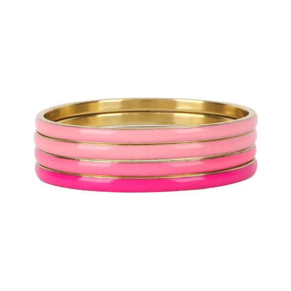 BuDhaGirl Krishna Bangles Set of 4 - Pink Adjustable Spiritual Bracelets for Women | Yoga, Meditation & Boho Fashion Accessories