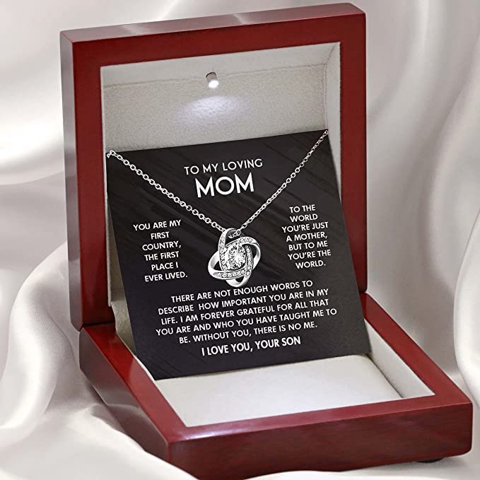 14k White Gold 'Without You There Is No Me' I Love You Necklace - Meaningful Mother's Day Gift from Son, Christmas Present for Mom, Unique Birthday Jewelry in Luxury Gift Box | Perfect for Special Occasions & Heartfelt Moments
